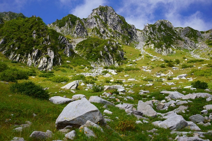 Looking up at the spectacular mountainside